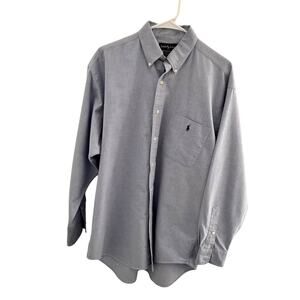 Vintage Ralph Lauren Big Mens Dress Shirt Size Medium Blue Long Sleeves